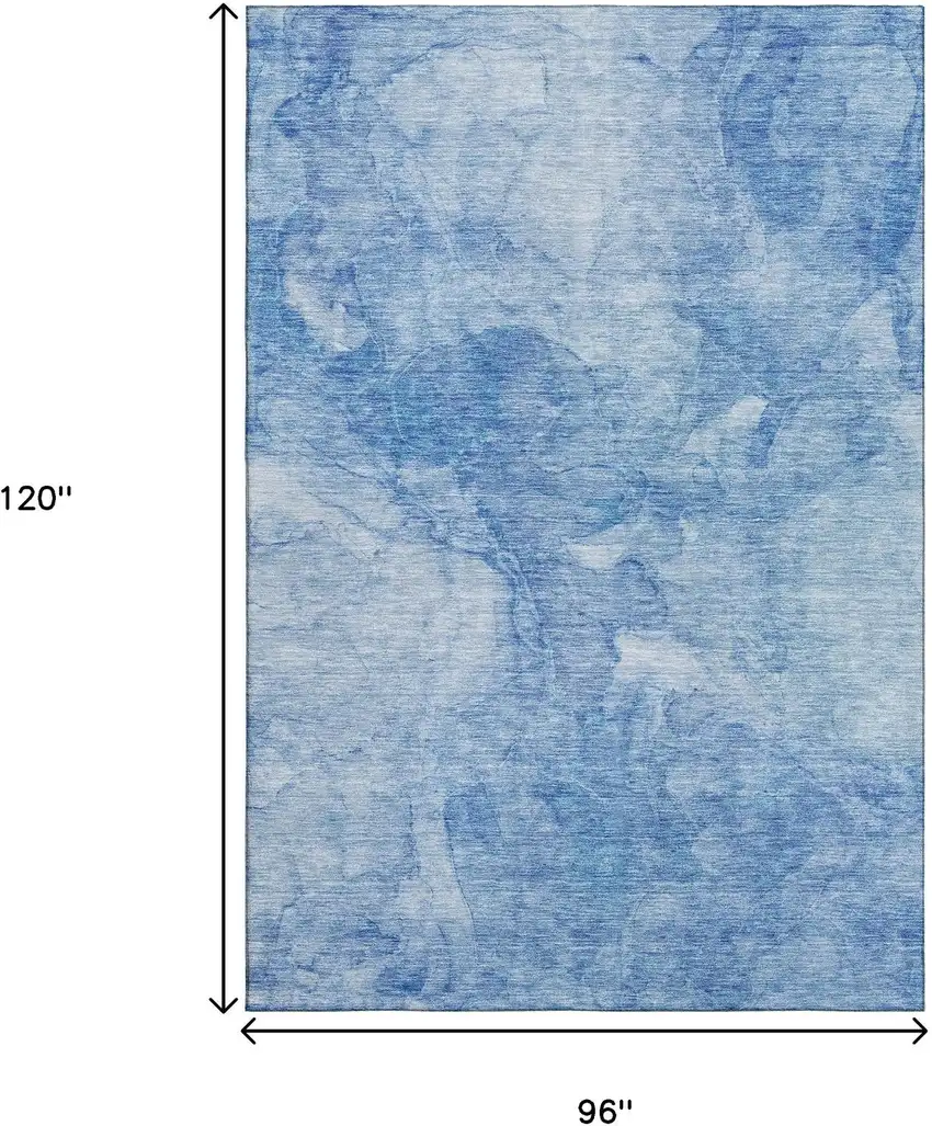 Blue And Ivory Abstract Washable Area Rug With UV Protection Photo 3