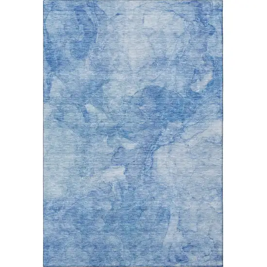 Blue And Ivory Abstract Washable Area Rug With UV Protection Photo 4