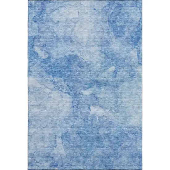 Blue And Ivory Abstract Washable Area Rug With UV Protection Photo 2