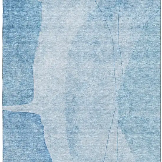 Blue And Ivory Abstract Washable Area Rug With UV Protection Photo 5