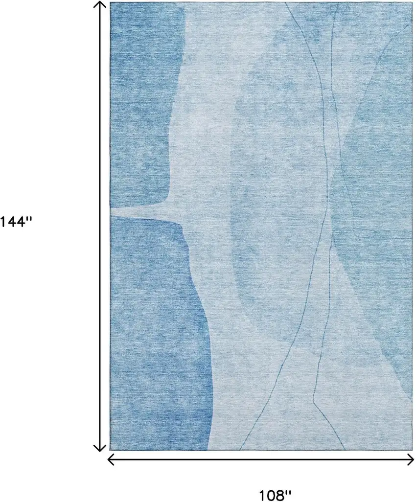 Blue And Ivory Abstract Washable Area Rug With UV Protection Photo 3