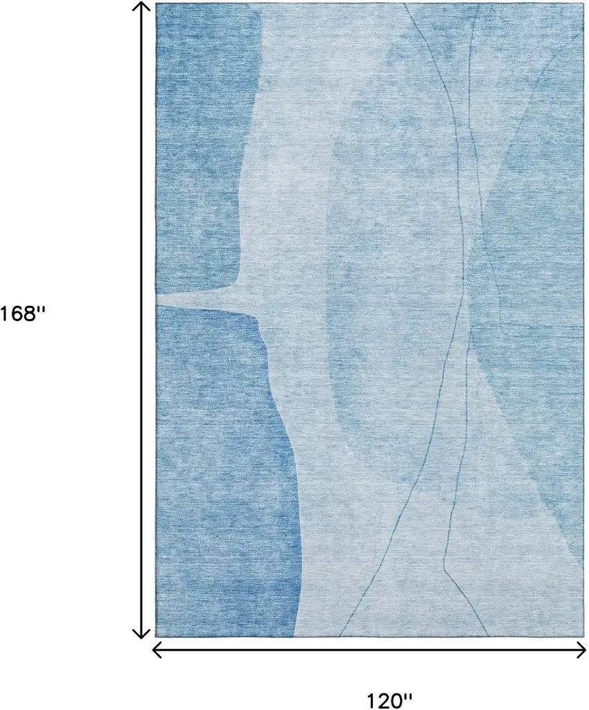 Blue And Ivory Abstract Washable Area Rug With UV Protection Photo 3