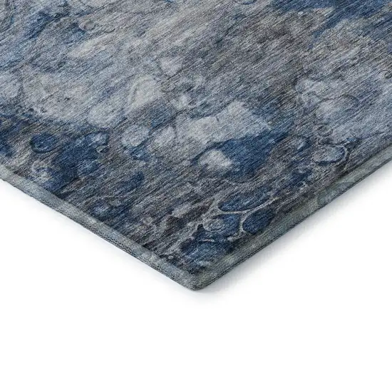 Blue And Ivory Abstract Washable Area Rug With UV Protection Photo 9