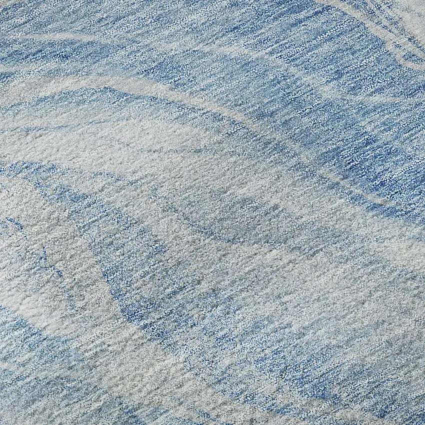 Blue And Ivory Abstract Washable Area Rug With UV Protection Photo 9