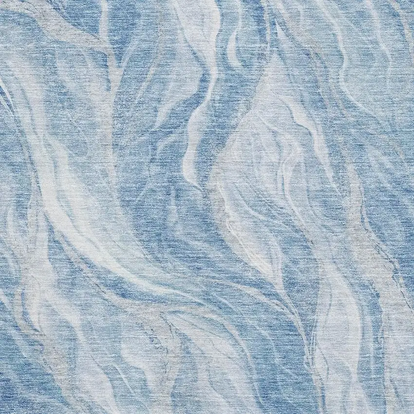 Blue And Ivory Abstract Washable Area Rug With UV Protection Photo 3