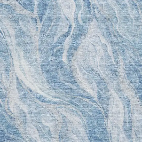 Blue And Ivory Abstract Washable Area Rug With UV Protection Photo 4