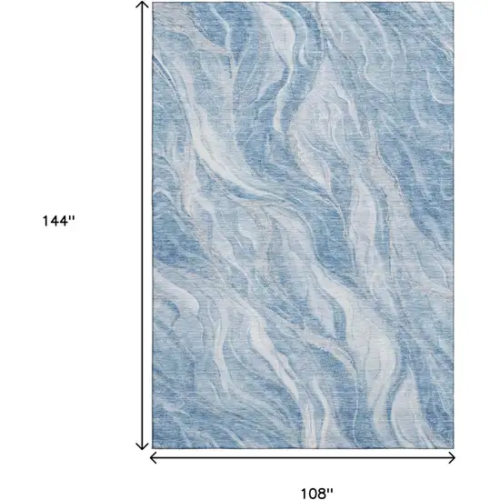 Blue And Ivory Abstract Washable Area Rug With UV Protection Photo 7