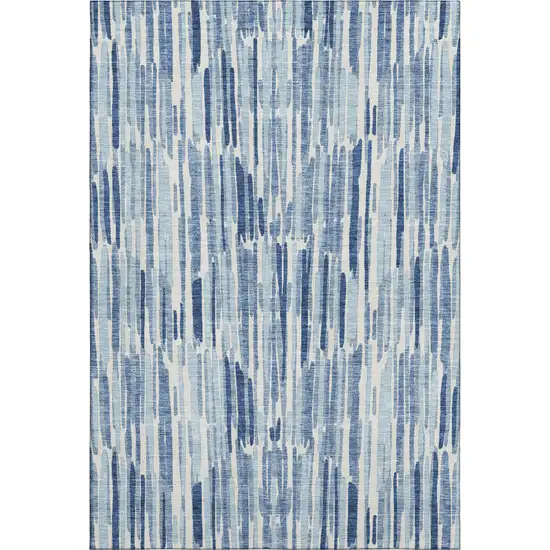 Blue And Ivory Abstract Washable Area Rug With UV Protection Photo 1