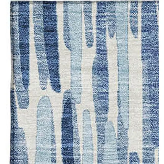 Blue And Ivory Abstract Washable Area Rug With UV Protection Photo 3