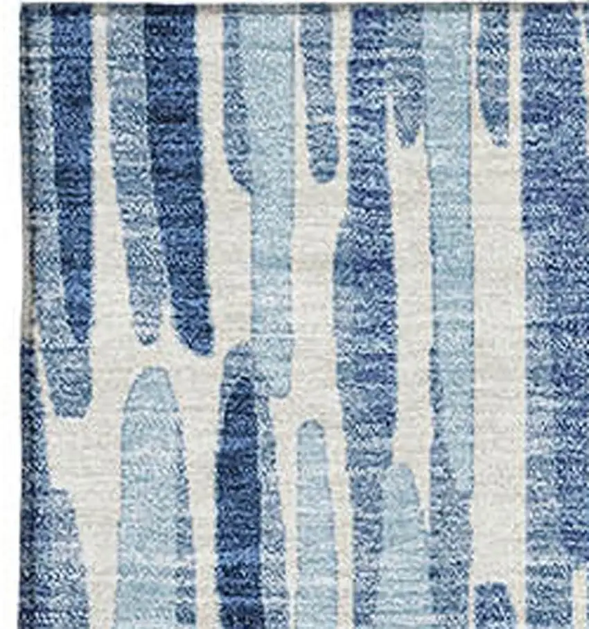 Blue And Ivory Abstract Washable Area Rug With UV Protection Photo 3