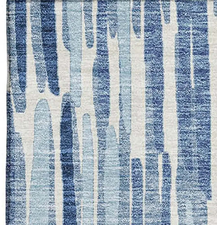 Blue And Ivory Abstract Washable Area Rug With UV Protection Photo 4