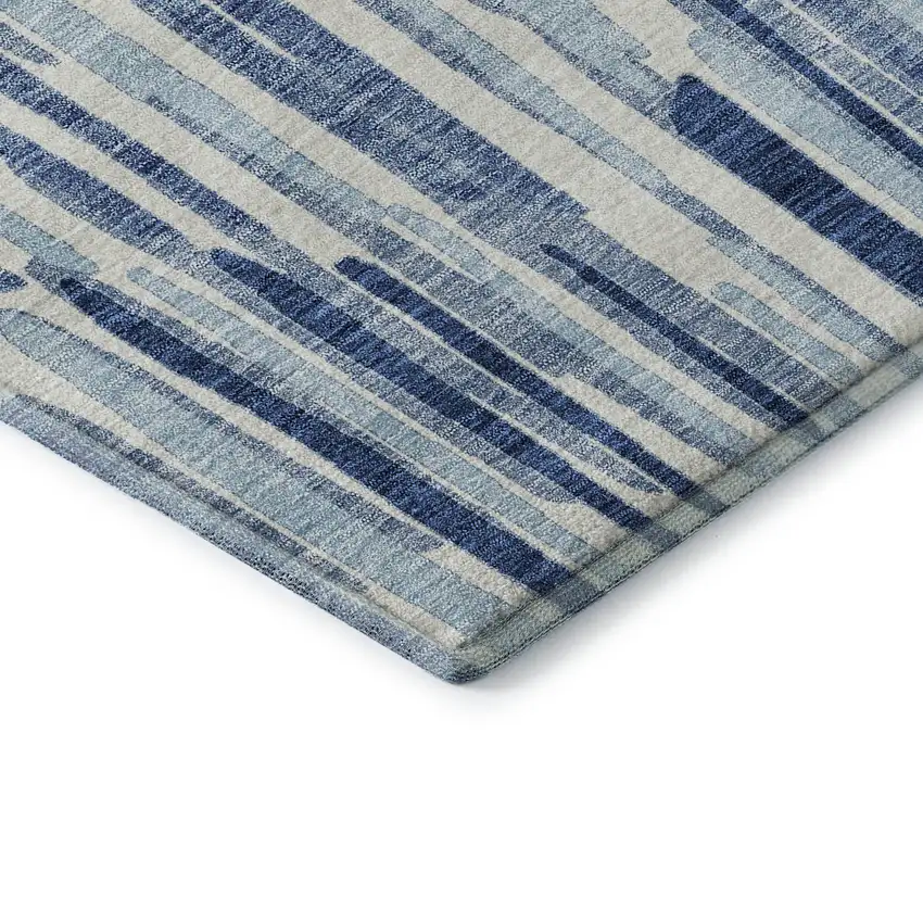 Blue And Ivory Abstract Washable Area Rug With UV Protection Photo 8