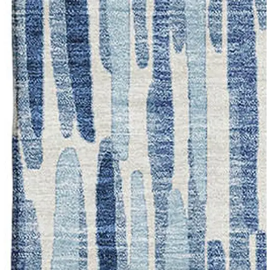 Blue And Ivory Abstract Washable Area Rug With UV Protection Photo 3