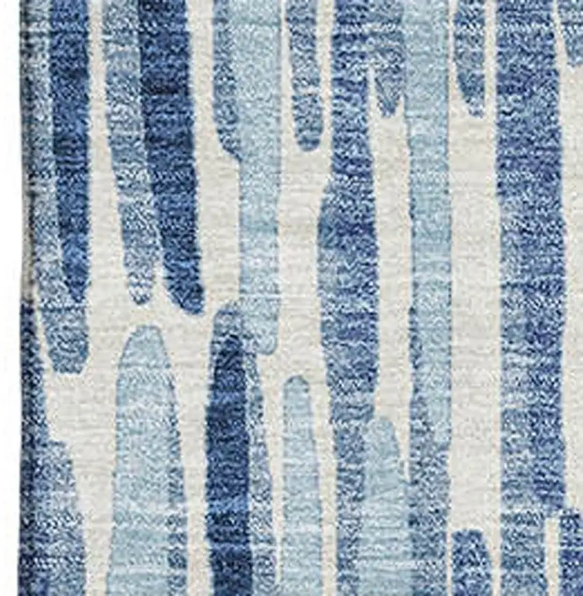 Blue And Ivory Abstract Washable Area Rug With UV Protection Photo 3