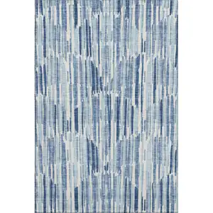 Photo of Blue And Ivory Abstract Washable Area Rug With UV Protection