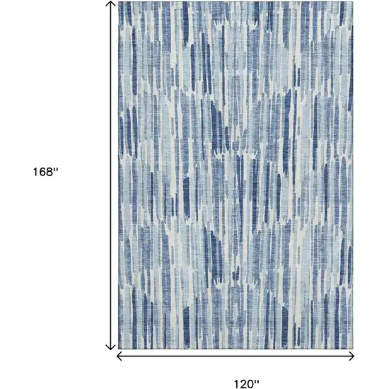 Blue And Ivory Abstract Washable Area Rug With UV Protection Photo 9