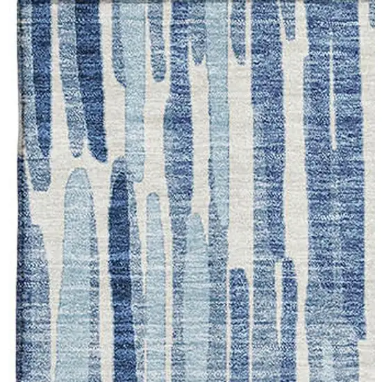 Blue And Ivory Abstract Washable Area Rug With UV Protection Photo 4