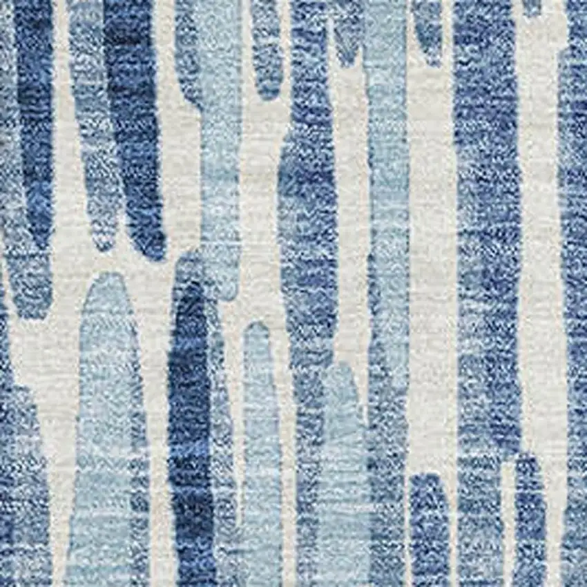 Blue And Ivory Abstract Washable Area Rug With UV Protection Photo 3