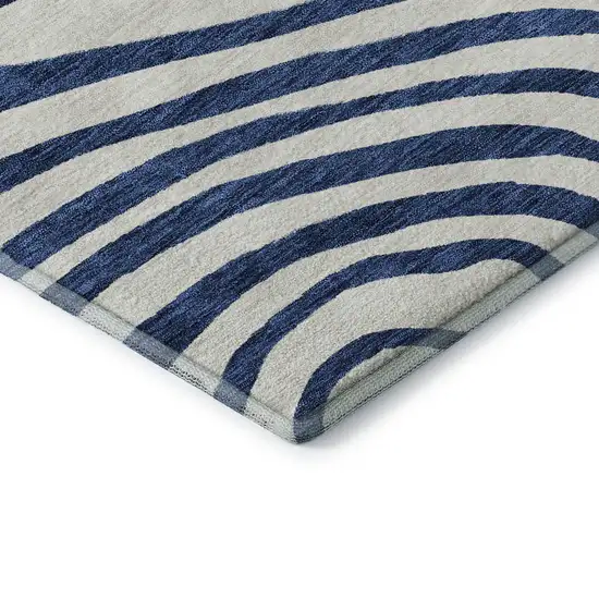 Blue And Ivory Abstract Washable Area Rug With UV Protection Photo 8