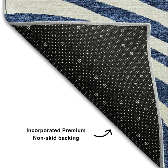 Blue And Ivory Abstract Washable Area Rug With UV Protection Photo 7