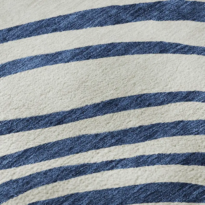 Blue And Ivory Abstract Washable Area Rug With UV Protection Photo 8