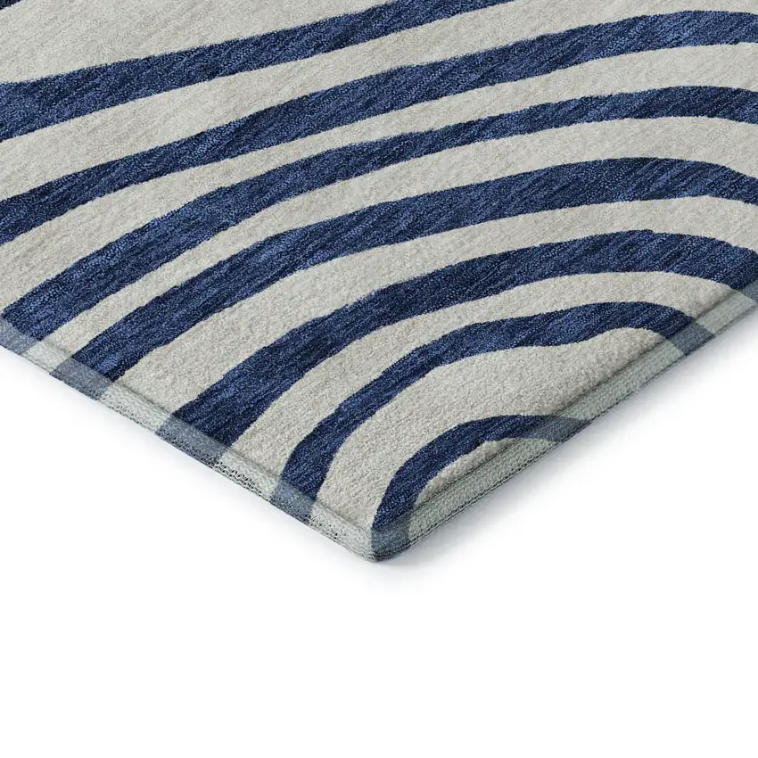Blue And Ivory Abstract Washable Area Rug With UV Protection Photo 8