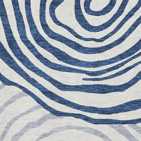 Blue And Ivory Abstract Washable Area Rug With UV Protection Photo 3