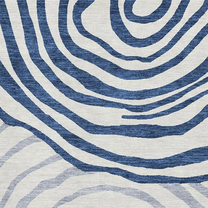 Blue And Ivory Abstract Washable Area Rug With UV Protection Photo 3