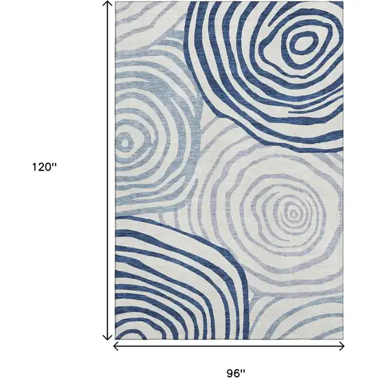 Blue And Ivory Abstract Washable Area Rug With UV Protection Photo 3