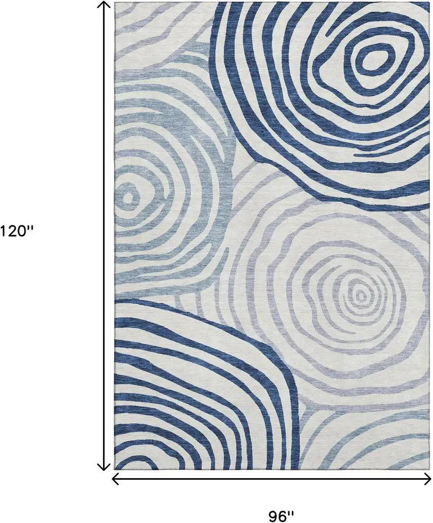 Blue And Ivory Abstract Washable Area Rug With UV Protection Photo 3