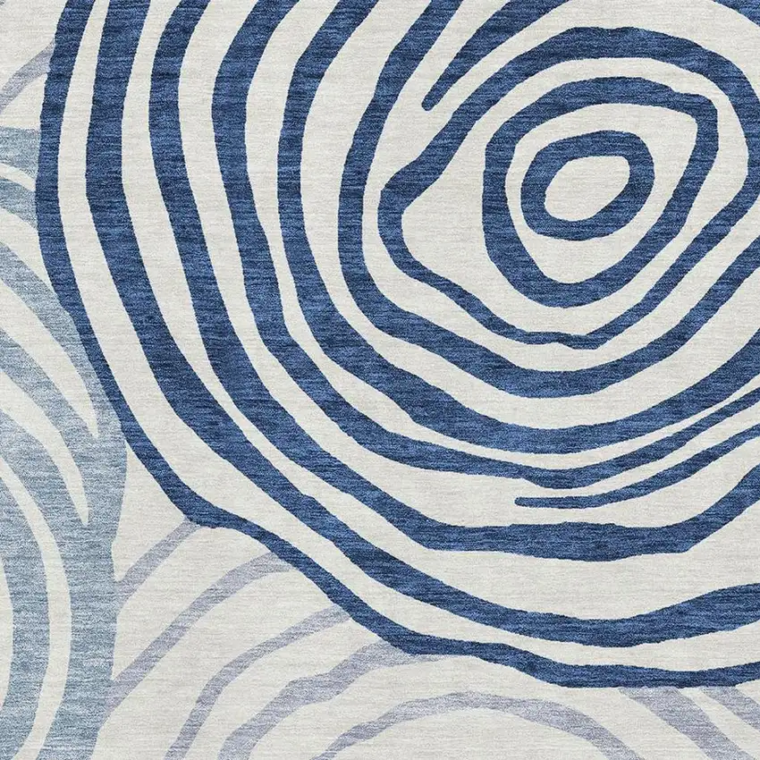 Blue And Ivory Abstract Washable Area Rug With UV Protection Photo 3