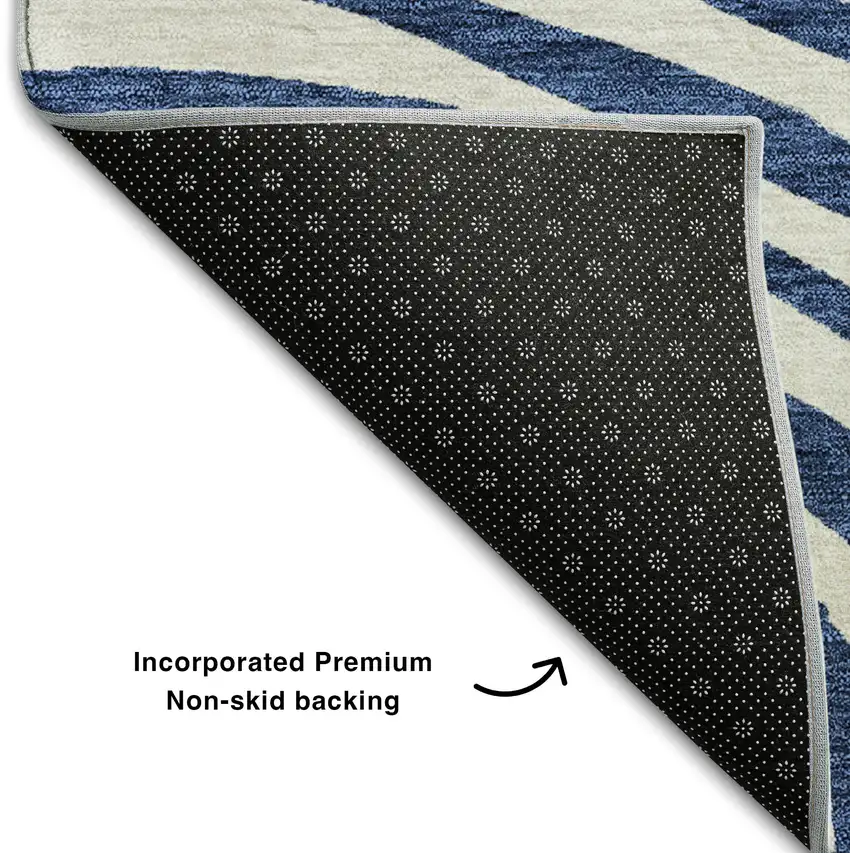 Blue And Ivory Abstract Washable Area Rug With UV Protection Photo 7