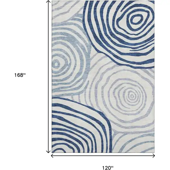 Blue And Ivory Abstract Washable Area Rug With UV Protection Photo 3