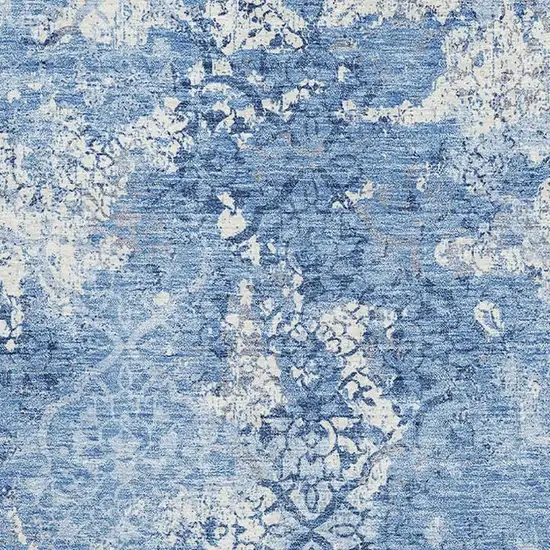 Blue And Ivory Abstract Washable Area Rug With UV Protection Photo 3