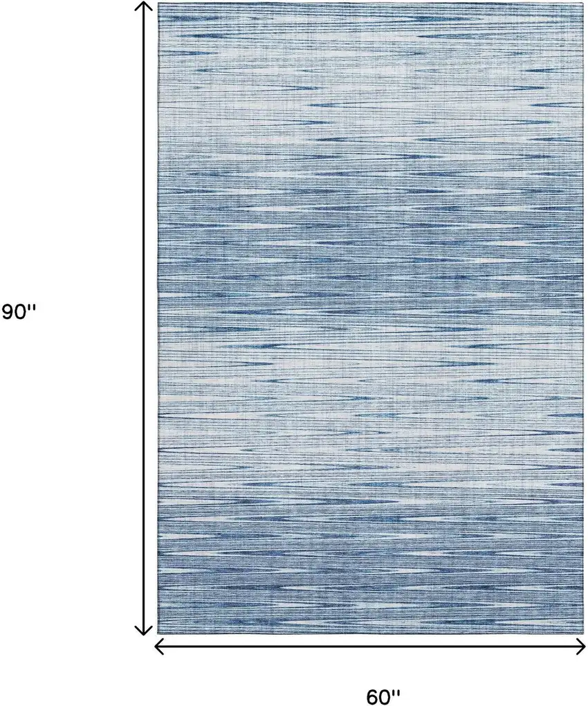 Blue And Ivory Abstract Washable Area Rug With UV Protection Photo 3