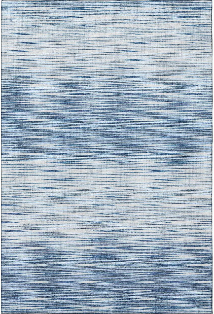 Blue And Ivory Abstract Washable Area Rug With UV Protection Photo 4