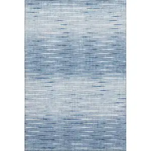 Photo of Blue And Ivory Abstract Washable Area Rug With UV Protection