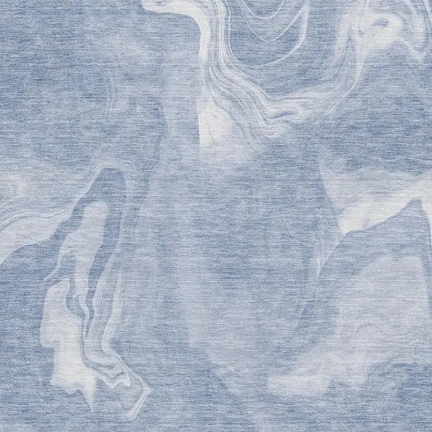 Blue And Ivory Abstract Washable Area Rug With UV Protection Photo 3