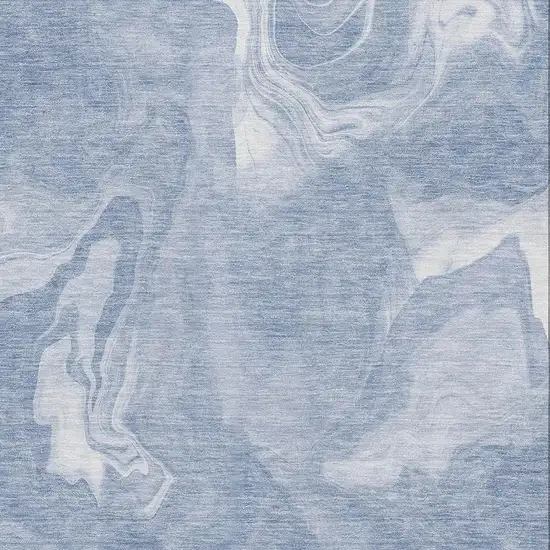 Blue And Ivory Abstract Washable Area Rug With UV Protection Photo 3