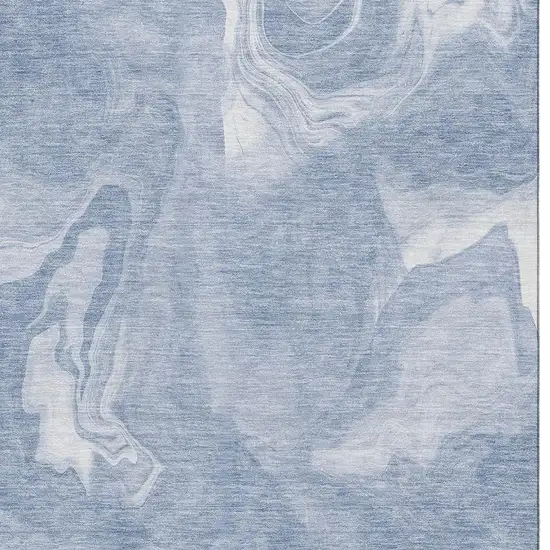 Blue And Ivory Abstract Washable Area Rug With UV Protection Photo 3