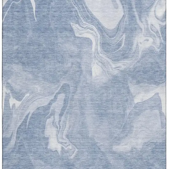 Blue And Ivory Abstract Washable Area Rug With UV Protection Photo 4