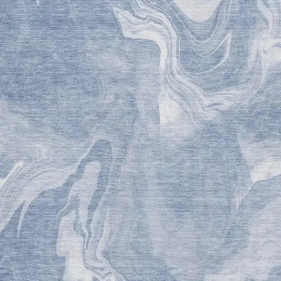 Blue And Ivory Abstract Washable Area Rug With UV Protection Photo 3