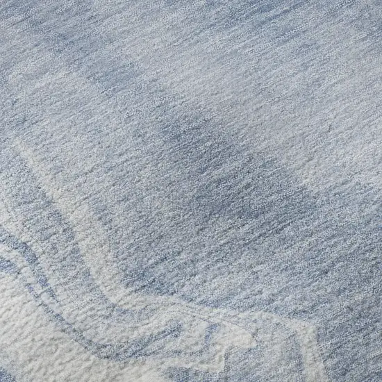 Blue And Ivory Abstract Washable Area Rug With UV Protection Photo 9