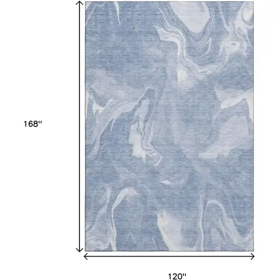 Blue And Ivory Abstract Washable Area Rug With UV Protection Photo 3