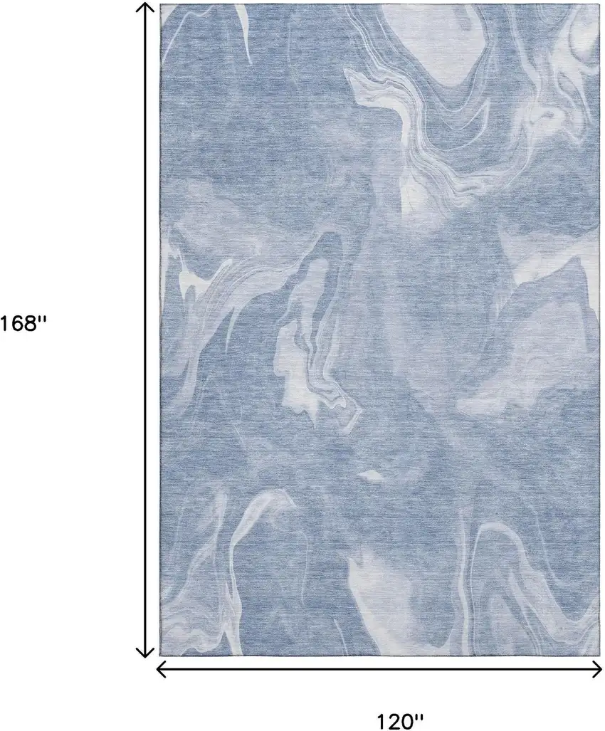 Blue And Ivory Abstract Washable Area Rug With UV Protection Photo 3