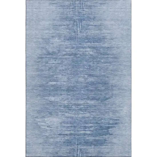 Blue And Ivory Abstract Washable Area Rug With UV Protection Photo 1
