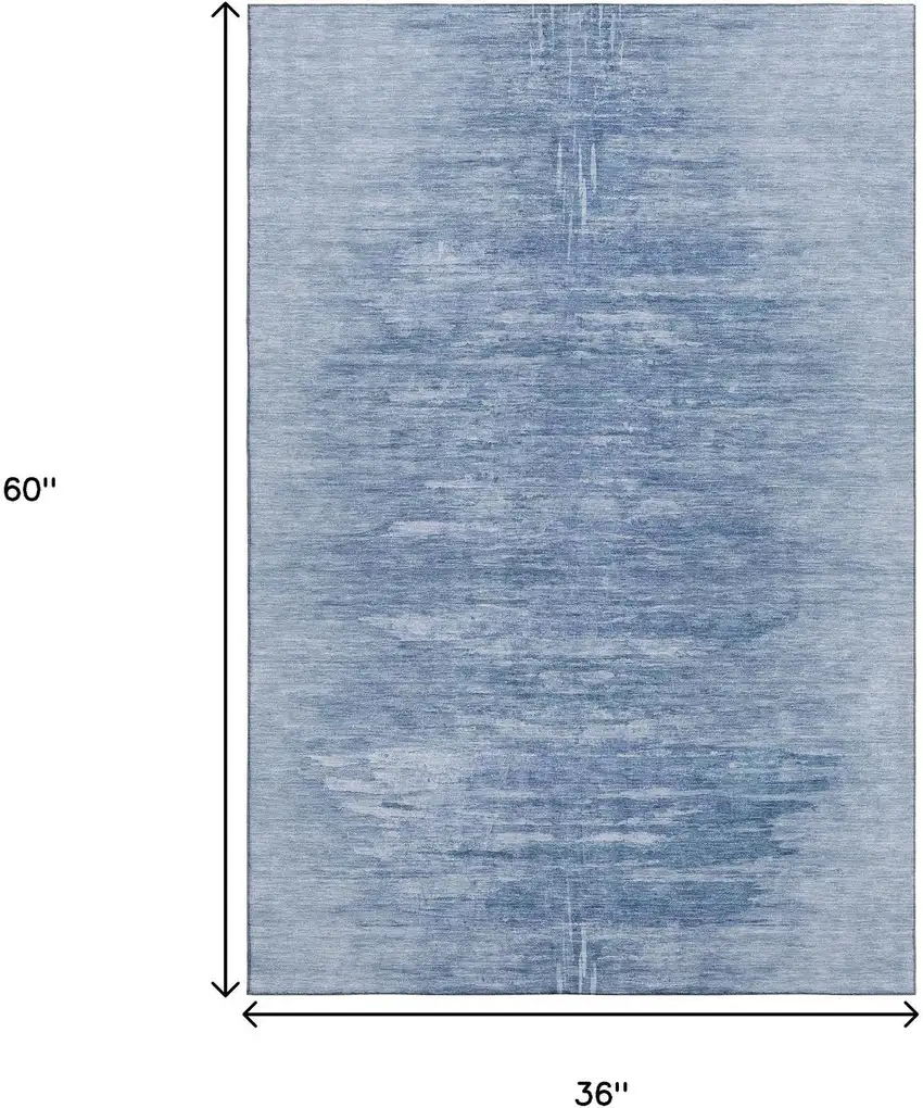 Blue And Ivory Abstract Washable Area Rug With UV Protection Photo 3