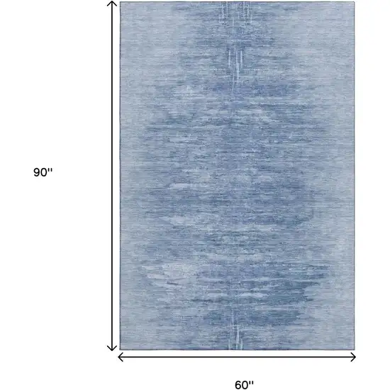 Blue And Ivory Abstract Washable Area Rug With UV Protection Photo 3