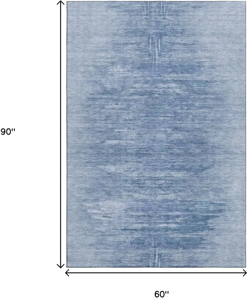Blue And Ivory Abstract Washable Area Rug With UV Protection Photo 3