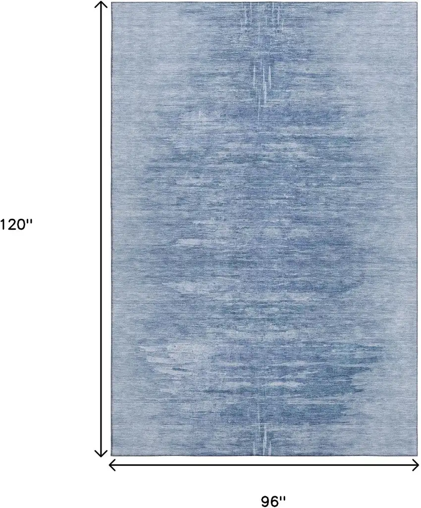 Blue And Ivory Abstract Washable Area Rug With UV Protection Photo 3